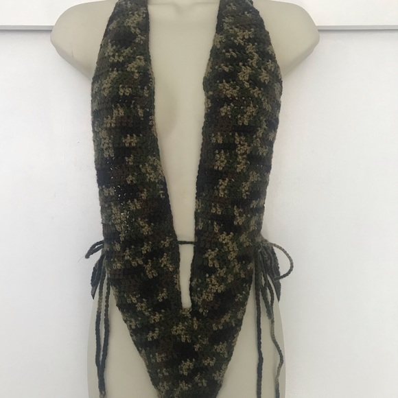 Green Camouflaged Army Fatigue crochet swimsuit - Picture 3 of 7